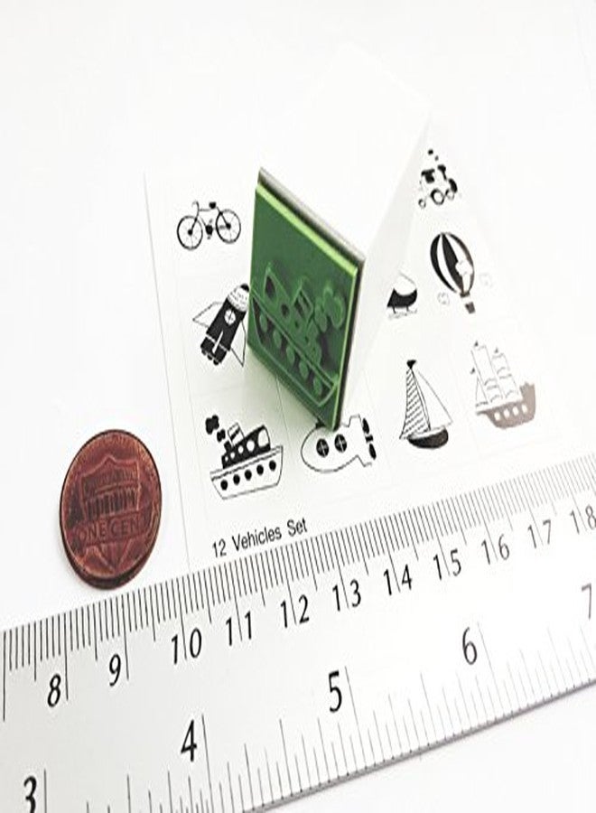 Np Crafts 12 Kids Rubber Stamp Scrapbook Supply Stamper Toy Car Boy Rocket Rubber Stamp Set (CR023) - Image 5
